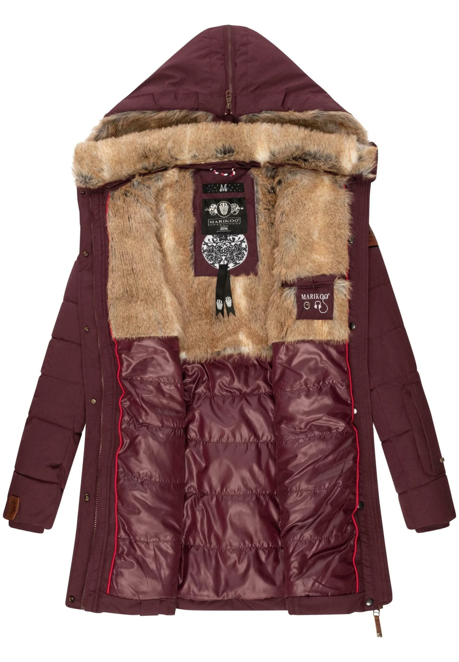 Marikoo Lieblings - Abrigo De Invierno - Dark Red Melange 2 Marikoo Lieblings - Abrigo De Invierno - Dark Red Melange - Imagen 2